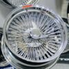 NEW 18 X 8" GENUINE DAYTON STANDARD LACE 120 SPOKE CHROME KNOCKOFF WIRE WHEELS SET FOUR (4) WITH HARDWARE - Image 5