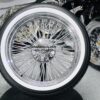 New Cross Lace 20" Chrome 72 Spoke Knockoff Wire Wheels & Wide Whitewall 245 40 20 Tires Package Complete Set of four (4) Classic Setup Ready to Install - Image 5