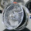 NEW 18 X 8" GENUINE DAYTON STANDARD LACE 120 SPOKE CHROME KNOCKOFF WIRE WHEELS SET FOUR (4) WITH HARDWARE - Image 2