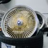 New Single (1) 20x8" Buick 24kt Gold With Chrome Dish 150 Spoke Knockoff Wire Wheel with Installation Hardware - Image 6