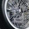 New Cross Lace 20" Chrome 72 Spoke Knockoff Wire Wheels & Wide Whitewall 245 40 20 Tires Package Complete Set of four (4) Classic Setup Ready to Install - Image 9