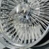 NEW 18 X 8" GENUINE DAYTON STANDARD LACE 120 SPOKE CHROME KNOCKOFF WIRE WHEELS SET FOUR (4) WITH HARDWARE - Image 3