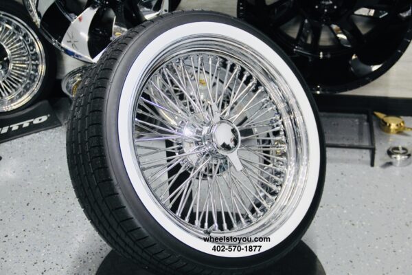 New Cross Lace 20" Chrome 72 Spoke Knockoff Wire Wheels & Wide Whitewall 245 40 20 Tires Package Complete Set of four (4) Classic Setup Ready to Install