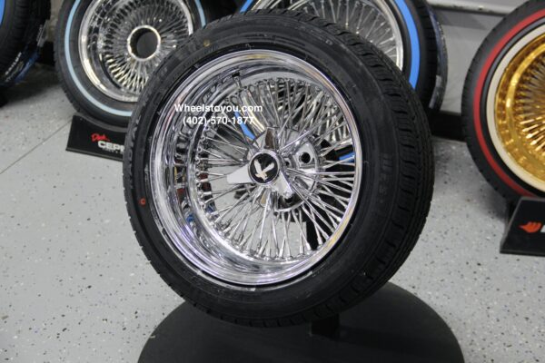 New Set (4) 15x7" Deep Dish "Real Wire" Wheels Direct Bolt 70 Spoke Chrome 4x114.3 mm 4x4.5" Complete set of four (4) With 195-50-15 Low Profile Tires Package