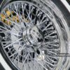 New 15x7" All Chrome 72 Spoke Cross Lace Standard Rear Wheel Drive Knockoff Classic Wire Wheels & Whitewall Tire set Complete Set Four (4) With 4, 5, or 6 Lug Accessories & 2 Wing Spinners - Image 7