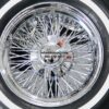 New 15x7" All Chrome 72 Spoke Cross Lace Standard Rear Wheel Drive Knockoff Classic Wire Wheels & Whitewall Tire set Complete Set Four (4) With 4, 5, or 6 Lug Accessories & 2 Wing Spinners - Image 4