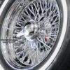 New 15x7" All Chrome 72 Spoke Cross Lace Standard Rear Wheel Drive Knockoff Classic Wire Wheels & Whitewall Tire set Complete Set Four (4) With 4, 5, or 6 Lug Accessories & 2 Wing Spinners - Image 3