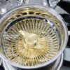 New 15 x 10 DEEP DISH 24kt GOLD & CHROME 100 SPOKE KNOCKOFF WIRE WHEELS SET (4) COMPLETE WITH 2 WING HARDWARE - Image 6