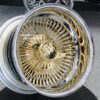 New 15 x 10 DEEP DISH 24kt GOLD & CHROME 100 SPOKE KNOCKOFF WIRE WHEELS SET (4) COMPLETE WITH 2 WING HARDWARE - Image 7