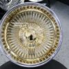 New 15 x 10 DEEP DISH 24kt GOLD & CHROME 100 SPOKE KNOCKOFF WIRE WHEELS SET (4) COMPLETE WITH 2 WING HARDWARE - Image 5