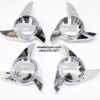 New 3 Wing Sharkfin Tip Chrome Knockoff Set for 13" To 22" Wire Spoke Wheels Set (4) Spinners - Image 2