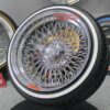 New 17x9" Genuine Dayton Brand Stamped & Serialized Chrome 100 Spoke Triple Cross Lace One Of A Kind knockoff Wire Wheels Low Profile Whitewall Tires Set Set (4) - Image 2