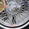 New 17x9" Genuine Dayton Brand Stamped & Serialized Chrome 100 Spoke Triple Cross Lace One Of A Kind knockoff Wire Wheels Low Profile Whitewall Tires Set Set (4) - Image 3