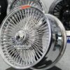 NEW 20 X 8" GENUINE DAYTON BEAD LACE 120 SPOKE CHROME KNOCKOFF WIRE WHEELS SET FOUR (4) WITH HARDWARE - Image 2