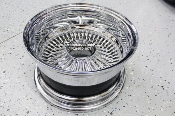 13x7" New Single (1) All Chrome 100 Spoke Reverse "Deep" Dish Chrome knockoff Wire Wheel Rear Wheel Drive Fitment