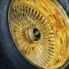 NEW 17 X 9" ALL 24KT GOLD DEEP DISH 100 SPOKE KNOCKOFF WIRE WHEELS & 205-40-17 TIRE SET (4) WITH 2 Wing Hardware - Image 6