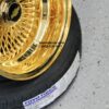 New 15 x 10 DEEP DISH ALL 24kt GOLD 100 SPOKE KNOCKOFF WIRE WHEELS & LOW PROFILE TIRE SET (4) COMPLETE WITH HARDWARE - Image 9