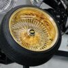 NEW 17 X 9" ALL 24KT GOLD DEEP DISH 100 SPOKE KNOCKOFF WIRE WHEELS & 205-40-17 TIRE SET (4) WITH 2 Wing Hardware - Image 5