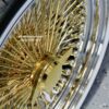 New 20" Staggered Dish 24kt GOLD & Chrome 100 Spoke True knockoff Wire Wheels & Low Profile 245-35-20 Whitewall Tires Set of four (4) With Hardware - Image 12