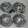 New Staggered 13x5.5" & 13x7" Deep Dish All Chrome 72 Spoke Lowrider Wire Wheel Set (4) Complete Made for skirt and Low Clearance Cars - Image 8