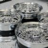 New Staggered 13x5.5" & 13x7" Deep Dish All Chrome 72 Spoke Lowrider Wire Wheel Set (4) Complete Made for skirt and Low Clearance Cars - Image 6