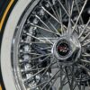 New Set (4) 15x7" Genuine Dayton 70 Spoke Direct Bolt Stainless Spoke 5x4.5" aka 5x115mm bolt pattern Wheels & 215-70-15 Vogue White wall / Yellow Stripe Tire Package Complete Set (4) with Lugs & Washers - Image 10