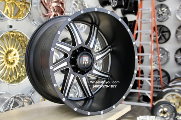 New Set (4) 24x14" American Truxx AT162 Black 8x165.1mm aka 8x6.5" Deep Dish Wheels Set (4) Ram / Chevy / Hummer / Dodge 8 lug