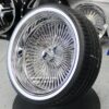 New 20" All Chrome Reverse " DEEP DISH" 150 Spoke True Knockoff Wire Wheel Whitewall Low Profile 245-40-20 Tire Set (4) Complete with 3 WING Hardware - Image 2