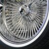 New 20" All Chrome Reverse " DEEP DISH" 150 Spoke True Knockoff Wire Wheel Whitewall Low Profile 245-40-20 Tire Set (4) Complete with 3 WING Hardware - Image 4