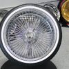 New 20" All Chrome Reverse " DEEP DISH" 150 Spoke True Knockoff Wire Wheel Whitewall Low Profile 245-40-20 Tire Set (4) Complete with 3 WING Hardware - Image 5