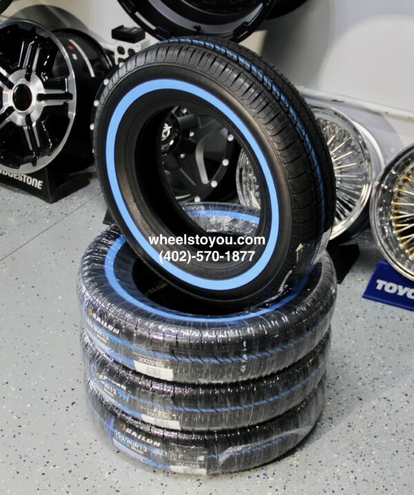 New Set Of Four (4) 175-70-14 Blue Wall All Season Tubeless Passenger Tires with .8" Blue-wall Made of Blue Rubber Free Shipping IN USA