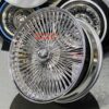 22 x 8" High Offset Front Wheel Drive " Bead Lip Lace " 150 Spoke Chrome Knockoff Wire Wheel Set of Four (4) - Image 2