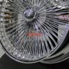 22 x 8" High Offset Front Wheel Drive " Bead Lip Lace " 150 Spoke Chrome Knockoff Wire Wheel Set of Four (4) - Image 4