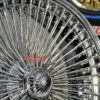 22 x 8" High Offset Front Wheel Drive " Bead Lip Lace " 150 Spoke Chrome Knockoff Wire Wheel Set of Four (4) - Image 9