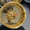 NEW 17 X 9" ALL 24KT GOLD DEEP DISH 72 CROSS LACE SPOKE KNOCKOFF WIRE WHEELS SET (4) WITH HARDWARE - Image 12