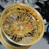 NEW 17 X 9" ALL 24KT GOLD DEEP DISH 72 CROSS LACE SPOKE KNOCKOFF WIRE WHEELS SET (4) WITH HARDWARE - Image 11