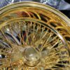 NEW 17 X 9" ALL 24KT GOLD DEEP DISH 72 CROSS LACE SPOKE KNOCKOFF WIRE WHEELS SET (4) WITH HARDWARE - Image 10