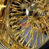 NEW 17 X 9" ALL 24KT GOLD DEEP DISH 72 CROSS LACE SPOKE KNOCKOFF WIRE WHEELS SET (4) WITH HARDWARE - Image 4