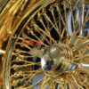 NEW 17 X 9" ALL 24KT GOLD DEEP DISH 72 CROSS LACE SPOKE KNOCKOFF WIRE WHEELS SET (4) WITH HARDWARE - Image 3