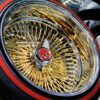 NEW 17 X 9" 24KT GOLD & CHROME DEEP DISH 100 SPOKE KNOCKOFF WIRE WHEELS & LOW PROFILE REDWALL Tires SET (4) WITH HARDWARE - Image 8