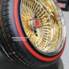 NEW 17 X 9" 24KT GOLD & CHROME DEEP DISH 100 SPOKE KNOCKOFF WIRE WHEELS & LOW PROFILE REDWALL Tires SET (4) WITH HARDWARE - Image 10