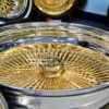 New 24x10" STAGGERED DISH 24KT GOLD & CHROME TRUE KNOCKOFF 208 SPOKE WIRE WHEELS SET FOUR (4) OFFSET - Image 15