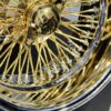 NEW 17 X 9" 24KT GOLD & CHROME DEEP DISH 72 SPOKE CROSS LACE KNOCKOFF WIRE WHEELS SET (4) WITH HARDWARE - Image 10