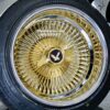 New 15x10" DEEP DISH 24kt GOLD & CHROME 100 SPOKE KNOCKOFF WIRE WHEELS & LOW PROFILE 205-50-15 TIRES SET (4) COMPLETE WITH HARDWARE - Image 4