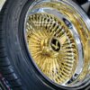 New 15x10" DEEP DISH 24kt GOLD & CHROME 100 SPOKE KNOCKOFF WIRE WHEELS & LOW PROFILE 205-50-15 TIRES SET (4) COMPLETE WITH HARDWARE - Image 7