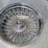 New Set (4) 20" GENUINE DAYTON TRIPLE CROSS LACE 100 SPOKE CHROME KNOCKOFF WIRE WHEELS SET FOUR (4) WITH 245-35-20 Whitewall Tires & HARDWARE - Image 5