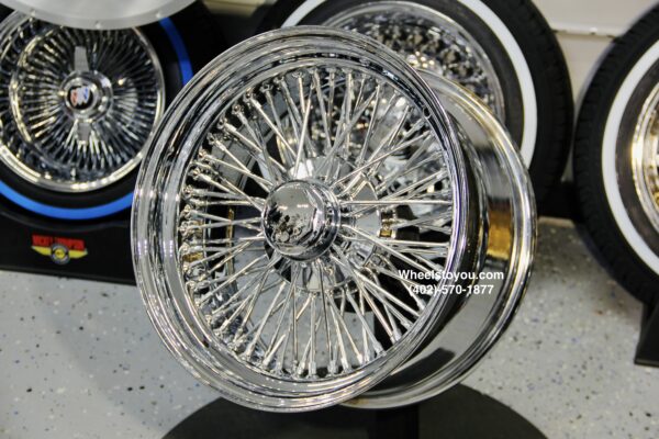 New Set (4) 17" 72 Spoke Chrome Cross Lace Knockoff Rear Wheel Drive Wire Wheels **NO HARDWARE**