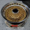 New Single (1) 14 x 7" Standard Gold & Chrome Genuine Roadster 80 Spoke NEW OLD STOCK NOS Made 1998 Knockoff Wire Wheel - Image 2