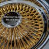 New Single (1) 14 x 7" Standard Gold & Chrome Genuine Roadster 80 Spoke NEW OLD STOCK NOS Made 1998 Knockoff Wire Wheel - Image 3