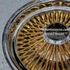 New Single (1) 14 x 7" Standard Gold & Chrome Genuine Roadster 80 Spoke NEW OLD STOCK NOS Made 1998 Knockoff Wire Wheel - Image 4